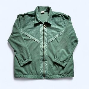 Vintage 1980s Women’s Teal floral pattern light  Jacket XL